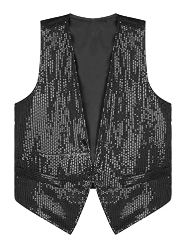 iiniim Mens Sequin Vest Shiny Suit Vest Slim Fit V-Neck Party Dress Stylish Tuxedo Waistcoat Sleeveless Jacket3