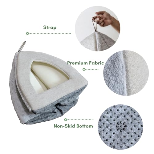 Cat-Bed-Cave-for-Indoor-Cats-Cat-Hideaway-Bed-Cat-Tent-Bed-Cat-Hut-Covered-Cat-Bed-Hideaway-Cat-Beds-for-Indoor-Cats-Small-Cat-House-Grey-Beige