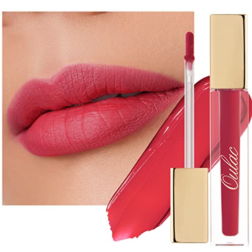 Oulac Matte Liquid Lipstick for Women, Red Highly Pigmented Creamy Matte Lip Gloss,Rich Colour Formula with Vitamin E & Rose Oil, Waterproof, Long Lasting,Vegan (M08)