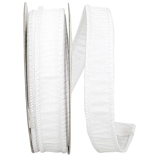 Ribbon - Dupioni Supreme Wired Edge, White, 7/8 Inch, 10 Yards