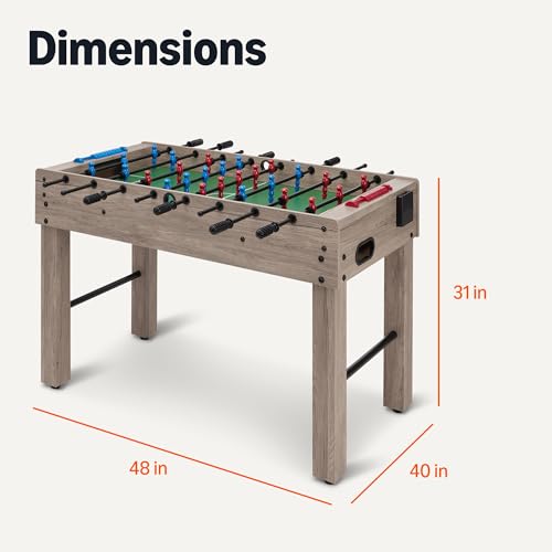 Image of Amazon Basics 48-Inch Foosball Table Soccer Game Room Size with 4 Balls and 2 Cupholders, Oak