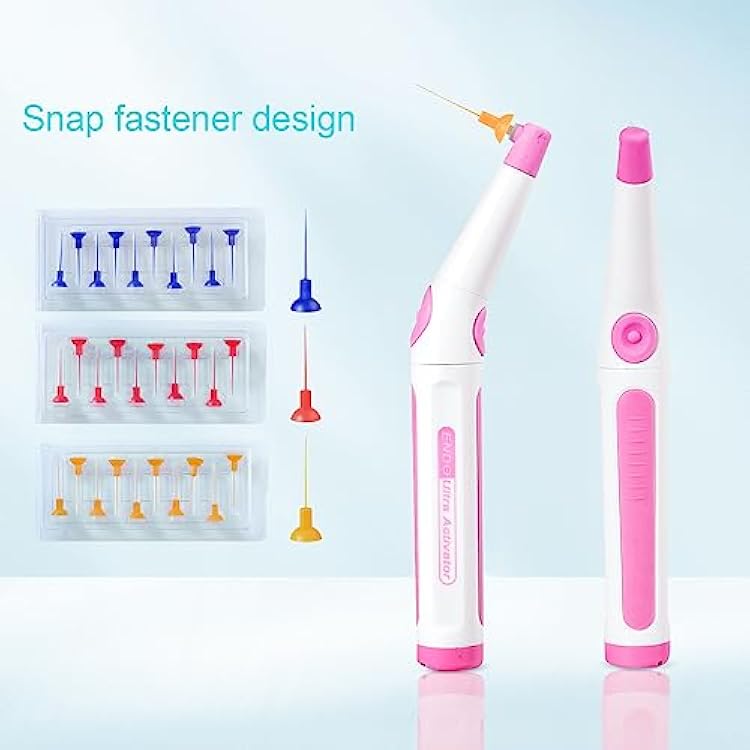 Single Button Endo Ultra Activator Irrigator with With 3 Size 60 Tips (Pink)