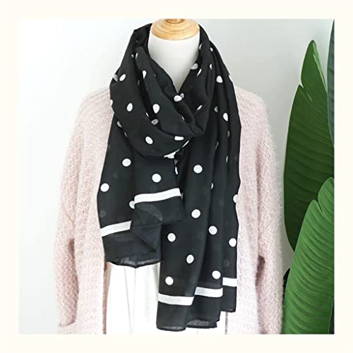 Wpyyi Countless Romantic Raindrops Make Up Spring And Summer Cotton And Linen Scarf Women's All-Match Silk Scarf Shawl (Color : Black, Size : 190 * 80Cm) #TOP6