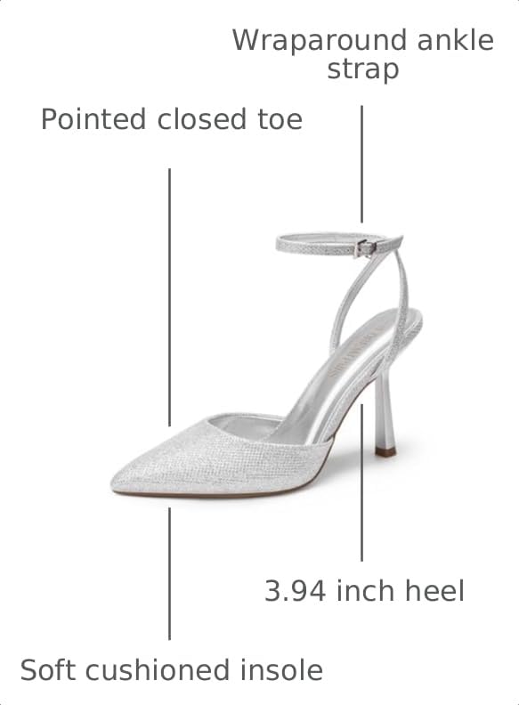 Image of DREAM PAIRS Pointed Toe Heels Ankle Strap Pumps