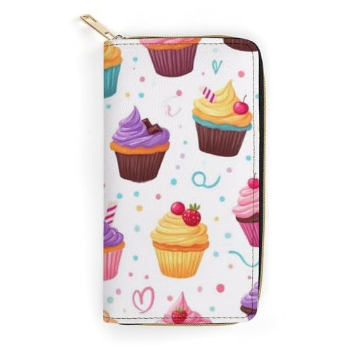 Fashion Decor Wallet, Long PU Zipper Wallet, Travel Purse Fashion Design, Huge Storage Capacity PurseSunmmer Colorful Ice Cream Cake