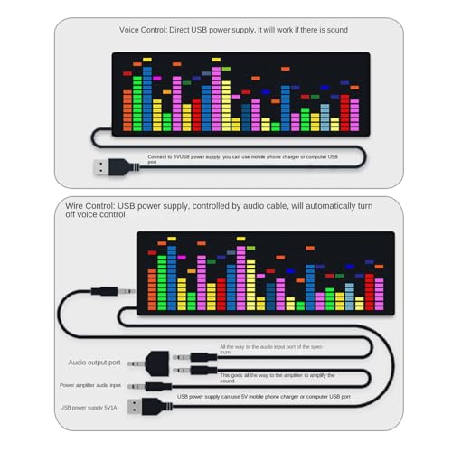 Analizador de espectro de audio LED RGB de 16x24'' con activación por sonido 6