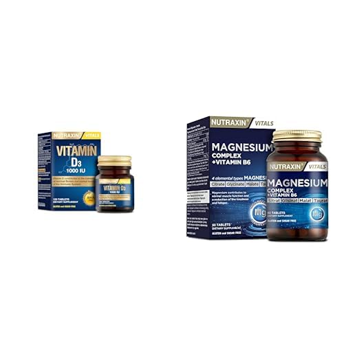 Nutraxin Seti | Vitals D3 Vitamin 1000 IU 25 mcg 120 Tablet x1 + Magnesium Complex 60 Tablet x1