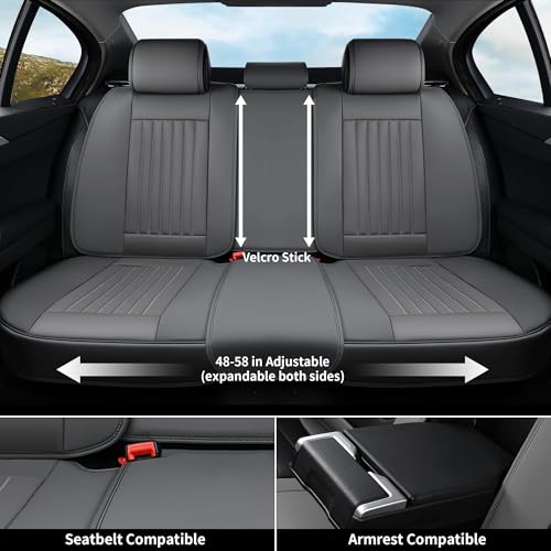 Image of Coverado Car Seat Covers Full Set, Seat Covers for Cars,Gray Car Seat Cover, Waterproof Car Seat Protector, 5 Pieces Nappa Car Seat Cushion, Car Seat Covers Front Seats and Back Fit for Most Cars