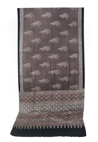 Image of Ethnics of Kutch Womenss Ajrakh Modal Silk Natural Dye Hand Block Print Saree with Blouse Piece - 5.5 Mtr Length