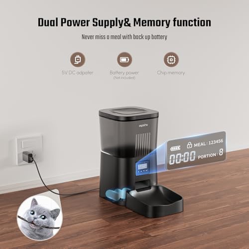 Espelho DU4LB-KS-02 Automatic Cat Food Dispenser: Automatic Cat Feeder- 4L Timed Pet Feeder 1-6 Meals Portion Control thumb #3