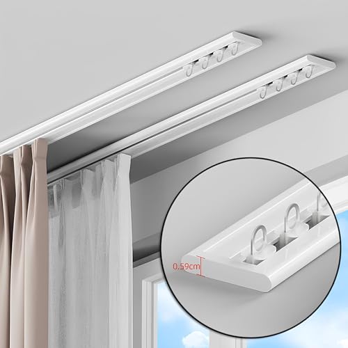 Riel de techo ultrafino de aluminio blanco 3,6 m para cortinas 6