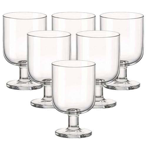 Bormioli Rocco Hosteria Set Of 6 Stackable Wine Glasses, 5.5 Oz. Goblet, Clear Tempered Glass, Made In Italy.