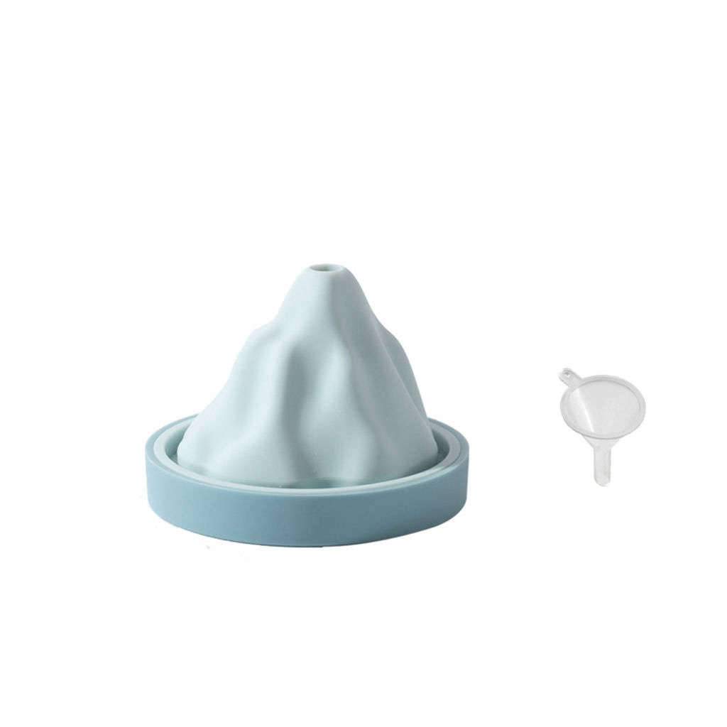 Silicone Ice Cube Tray,With Funnel 6cm Snow Mountain Ice Cube Molds Flexible Easy Release For Ice Cream Yogurt-blue