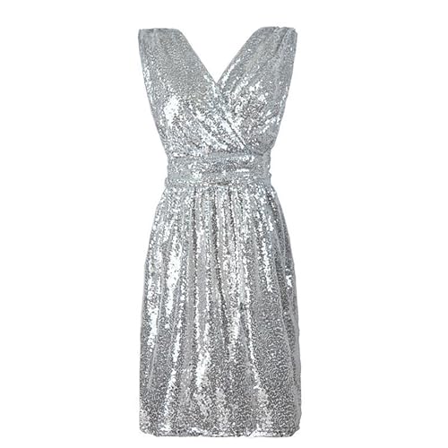 Robe à paillettes scintillante col en V tenue parfaite pour invitée de mariage et grande fête