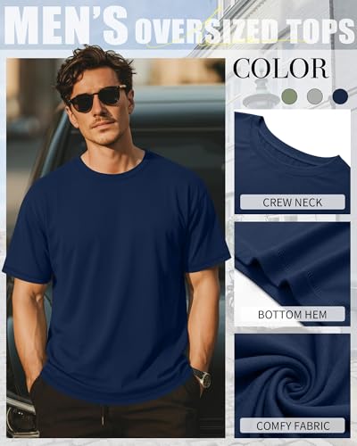 Image of Neer 3 Pack Big and Tall T-Shirts for Men L-7xl Tops | Large Casual Stretch Workout Tees, Short Sleeve Crewneck Oversized Shirts, Classic Summer Outfits, Comfy Basic Loose Clothes
