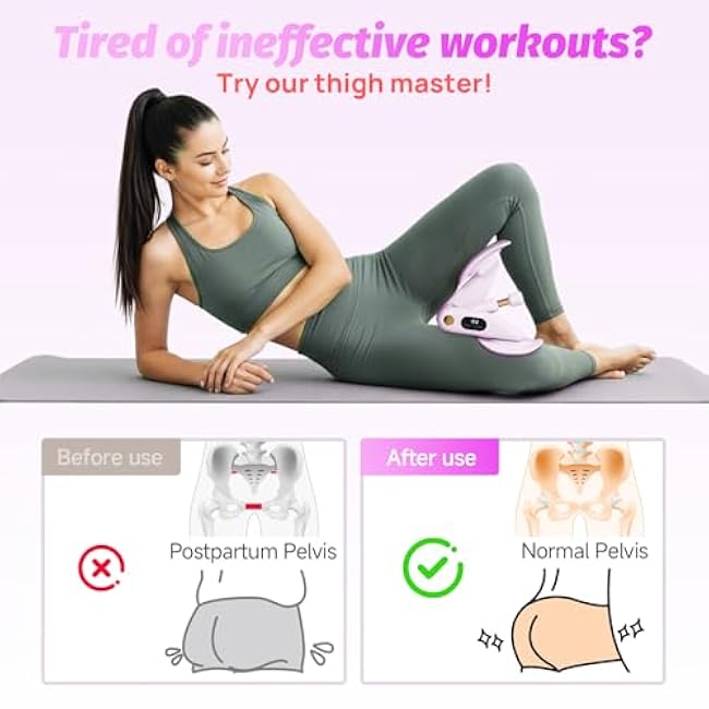 Thigh Master Hip Trainer, VANiGO Kegel Exerciser for Pelvic Floor Muscle Inner Thigh Exerciser with Resistance Band Massage Ball for Home Workout Postpartum Training Glutes Booty Arms Back