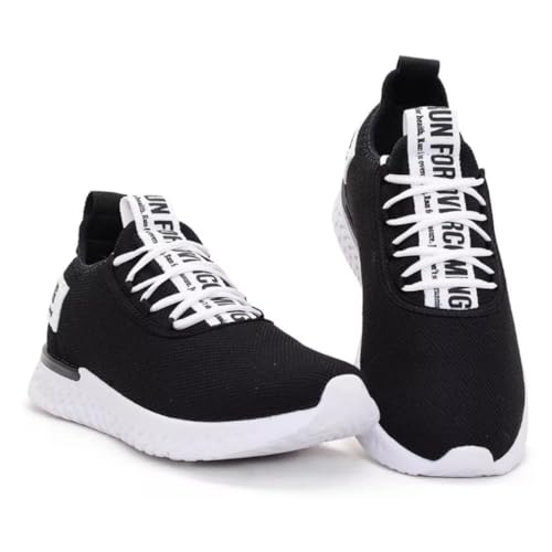 Tênis Masculino Esportivo Para Academia de Caminhada Original Leve Confortável + Relogio (Preto/Bran