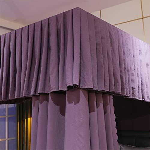 Fabric Bed Drapes Mesh Protection Canopy Shielding Netting, King Size Queen Twin Size Mosquito Net Canopy，Princess Bed Canopy for Girls - Solid Color Corner Post Curtain Net - Elegant Decora