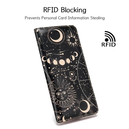 Image of Ultra Slim Thin Leather Women Wallet Rfid Blocking Credit Card Holder Bifold Clutch (Zodiac Signs)