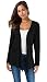 TownCat Women's Casual Long Sleeves Open Front Cardigans with Two Pockets Side(Black,XL)