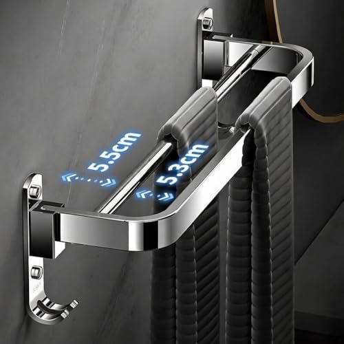 Image of SUNDRY Stainless Steel Double Towel Bar, Wall Mounted, Chrome Finish, Modern Bathroom Chrome Finish Bathroom Accessories Hanger Hardware