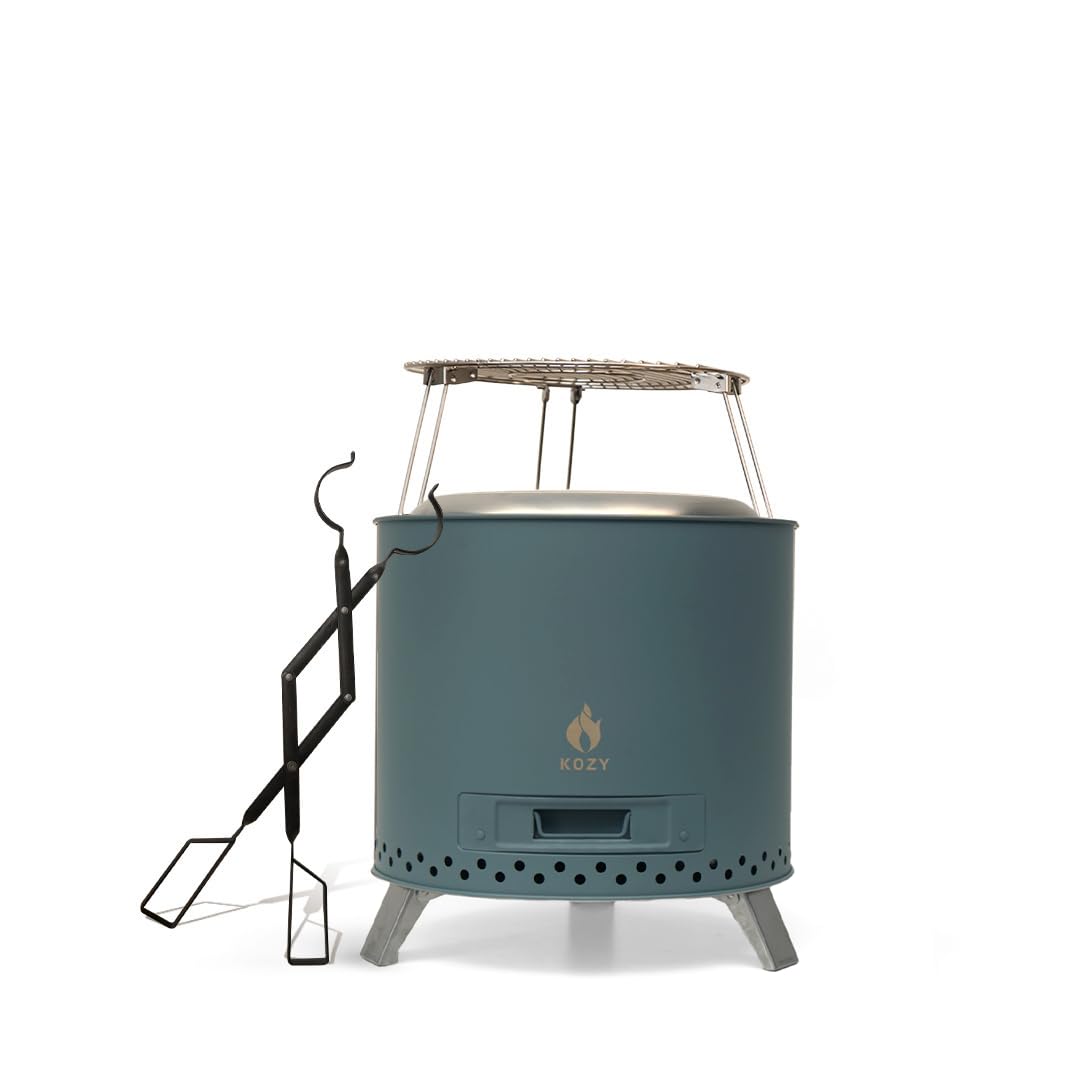 KOZY Radiance 15” Smokeless Fire Pit Bundle Green | 304 Stainless Steel Outdoor Bonfire Pit with BBQ Grill and Carry Bag | Portable Wood Burning Firepit for Balcony Patio Backyard and Camping (Green)-image-5