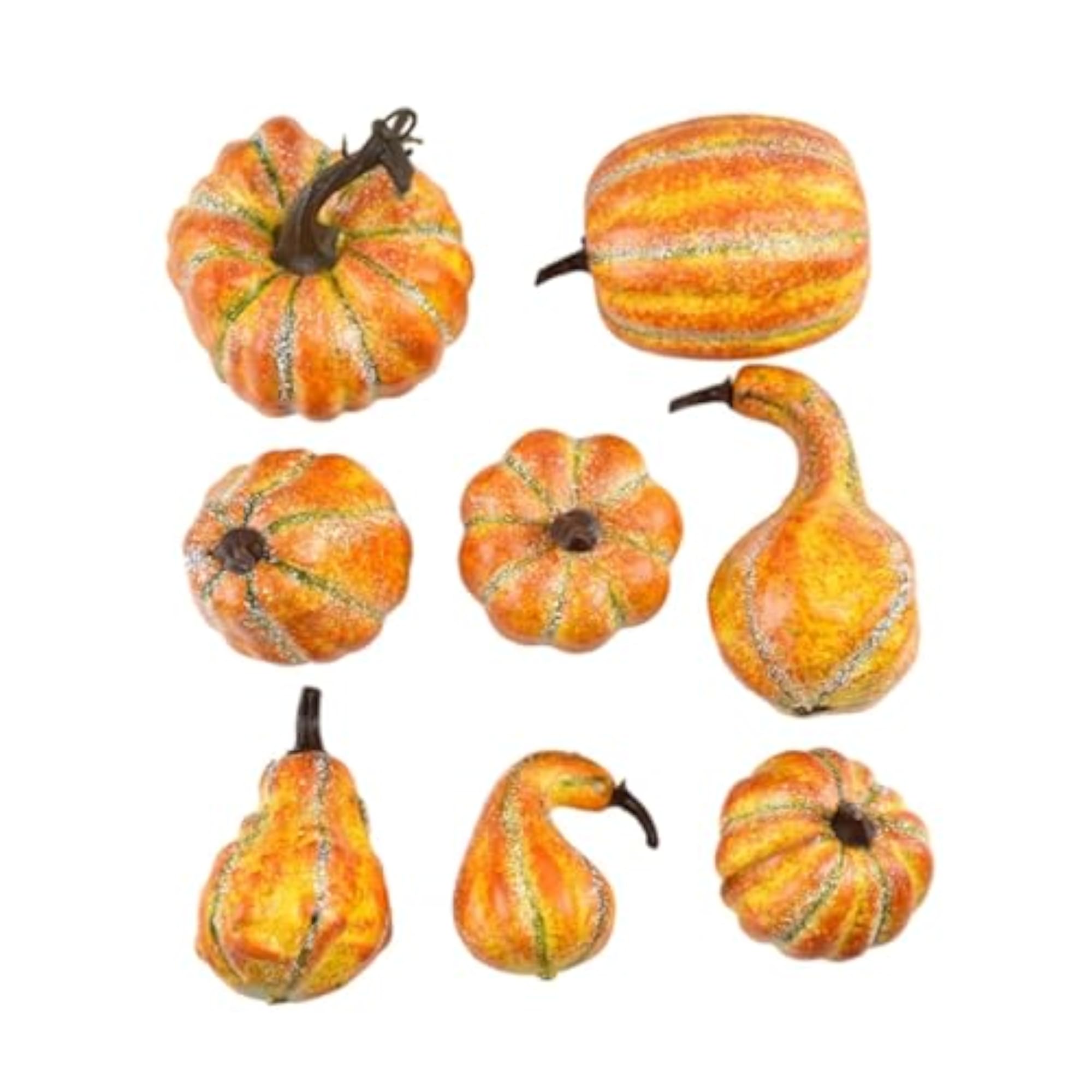 8Pcs Artificial Pumpkins Small Faux Pumpkins for Basket Fillers