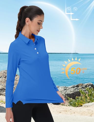 MAGCOMSEN Women's Polo Shirts Long Sleeve Golf T Shirt Quick Dry UPF 50+ Sun Protection Lightweight Athletic Tennis Shirts2