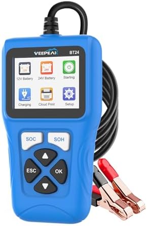 Veepeak Car Battery Tester 12V/24V, 100-2000CCA Battery Load Tester Analyzer with Cranking and Alternator Charging System Test for Cars, SUVs, Boats, Trucks and Motorcycles