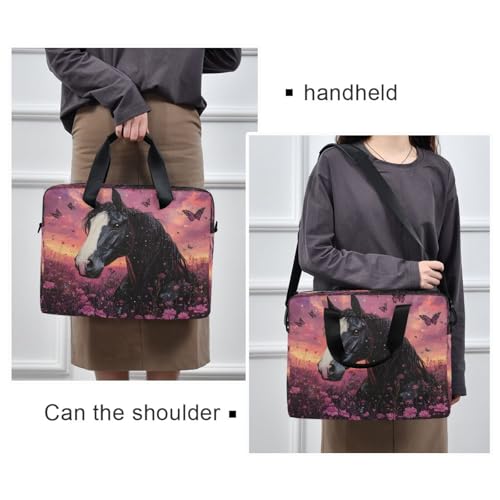 Bolso para laptop ALAZA negro con diseño floral rosa miniatura 2