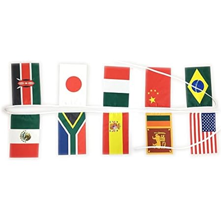 Amazon ミニ 10カ国 Aタイプ万国旗 連続旗10枚 3 5ｍ ミニ判 14 21ｃｍ 地図 国旗 おもちゃ