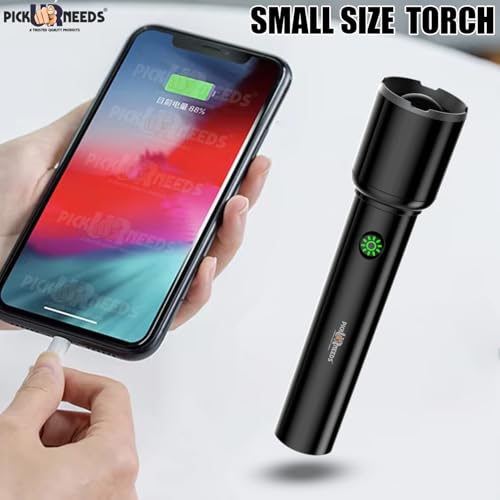 Image of Pick Ur Needs Long Range Torch Rechargeable 1500mAh Battery 50W LED Light with 6-Hour Backup, Fast 2-Hour Charging, 3 Modes (High /Low /Side Lights) (1)