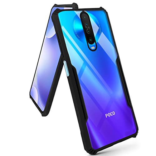Image of Jkobi Back Cover Case for Xiaomi Poco X2 (Crystal Glass Back | Camera Protection | Shockproof Bumpers | Professional Black)