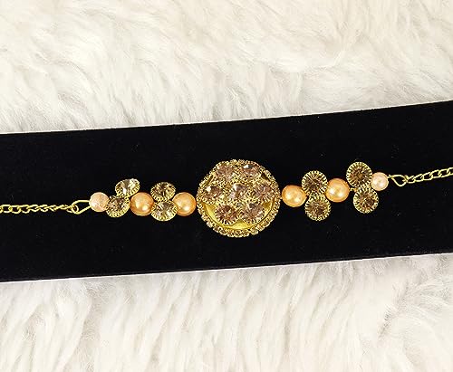 Image of NMII Gold Plated Chain Bracelet Rakhi For Brother Raksha Bandhan 2023 | Stylish Metal Rakhi | Rakhi for Brother /Bhabhi | Bracelet For Boys | Rakhi Combo | Rakhi Gift (Pack of 1)