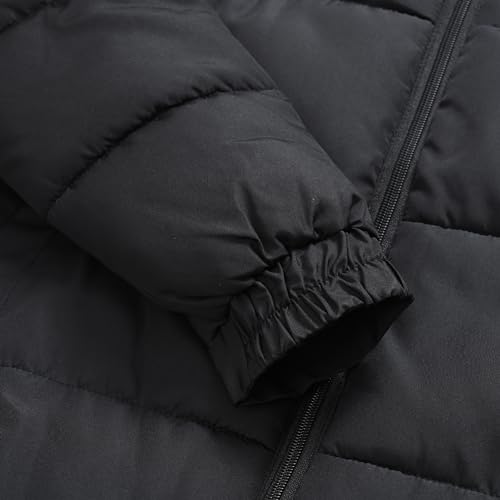 Image of Men's Hooded Puffer Jacket Down Alternative Lightweight Warm Coat Stand Collar Winter Insulated Quilted Coat