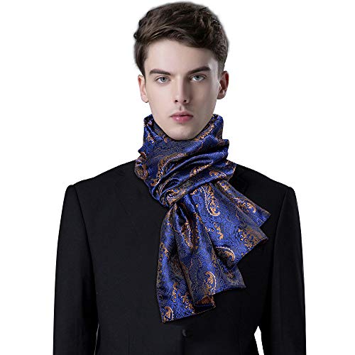silk dress scarf mens XUYUZUAU 100 Silk Scarves for Men Fashion Neck Scarf Double Layer Smooth Business Casual Formal Paisely Pattern at Amazon Men's Clothing store