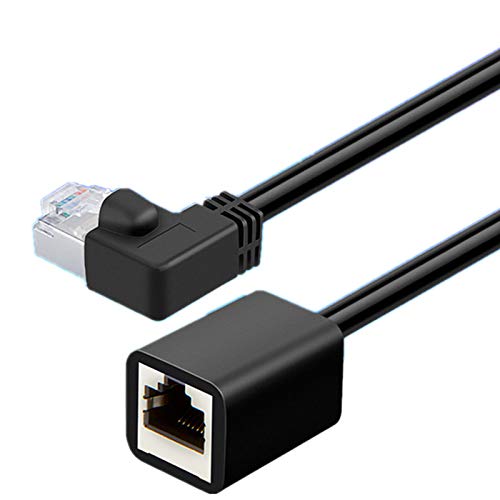 AAOTOKK 90°Cat 6 Ethernet kabel rechte hoek RJ45 Mannelijke Vrouwelijke Afgeschermde Ethernet Netwerkconnector voor Spiraalpaneelinstallatie van routers en Modems Verlengskabel(30cm/1Voeten