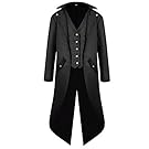 H&ZY Men's Steampunk Vintage Tailcoat Jacket Gothic Victorian Frock Coat Uniform Halloween Costume
