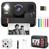 All-in-One Instant Camera for Kids: Cowilax instant print camera for kids can obtain color photos while quickly printing photos. Our toddler camera kit has 4 rolls of printing paper(Width 2.24in), 32GB SD card, lanyard, USB Type-C cable. Children can...
