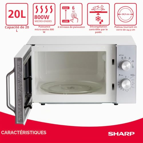 Micro-ondes Sharp R204S – 20L, 800W, 6 Niveaux de Puissance, Décongélation - vue 4
