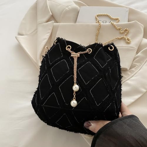 Image of Denim Bucket Bag, Denim Purses for Women, Drawstring Jean Crossbody Shoulder Purse Hobo Bag, for Commuting, Shopping, Dating