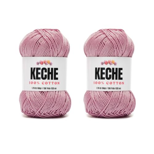 Image of Cotton Yarn - 100% Cotton Yarn for Crocheting and Knitting, Mercerized Cotton Amigurumi Yarn Fine-Sport 2 1.76 oz (50g) / 136 Yrds (125 m) 2 Skeins - Dusty Rose