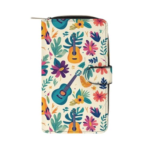 Pochette longue guitare en cuir coloré, le cadeau idéal avec fenêtre ID intégrée