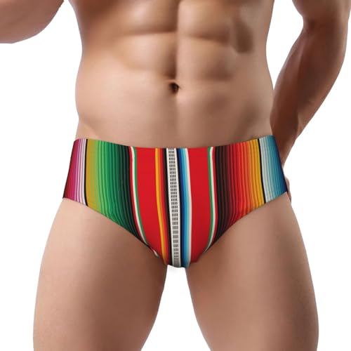 Mexican Serape Blanket Stripes Men's Underwear Briefs Coverd Waistband Silky Touch Underwear