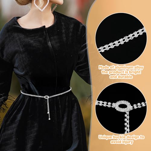 Sparkly Belts for Women, Diamond Belts Rhinestone Bling Chain Belts for Dress Sparkle Thin Belts for Women for Wedding Party4