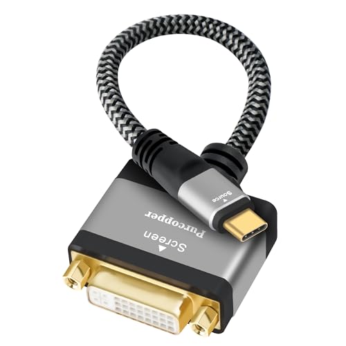 4K USB C to DVI Adapter, Type-C Male (Source) to DVI Female (Screen) Braided Cord Converter...