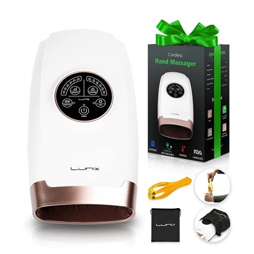 Lunix LX3 Cordless Electric Hand Massager with Compression, 6 Levels Pressure Point Therapy Massager for Arthritis, Pain Relief, Carpal Tunnel and Finger Numbness, Shiatsu Massage Machine with Heat