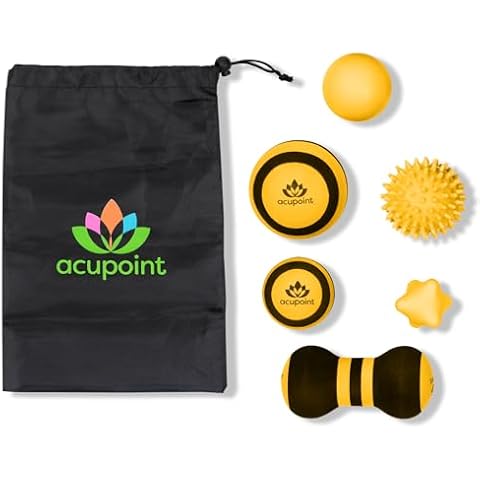 Acupoint Lacrosse Balls Therapy Set for Muscle Knots and Post-Workout - Physical Therapy Massage Balls, Trigger Point Therapy, and Yoga Therapy - 6-Piece Set Cover