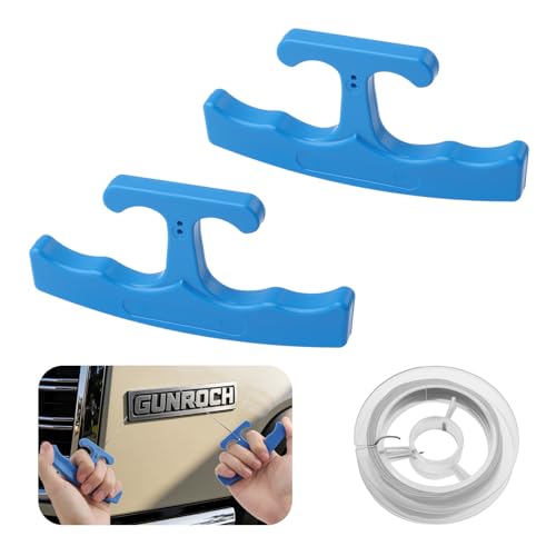 VKQTS Car Emblem Removal Tool with 5M Nylon Plate Line Portable Car Badges Removal Tool with Non-Slip Handle Multi-Purpose Cars Wrap/Sticker Remover Tools for Nameplates & Logos