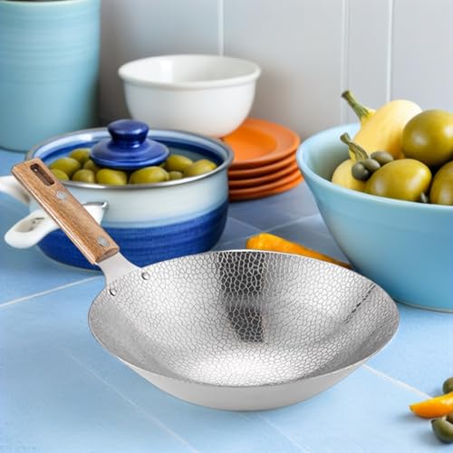 Wok de acero inoxidable con mango de madera miniatura 7